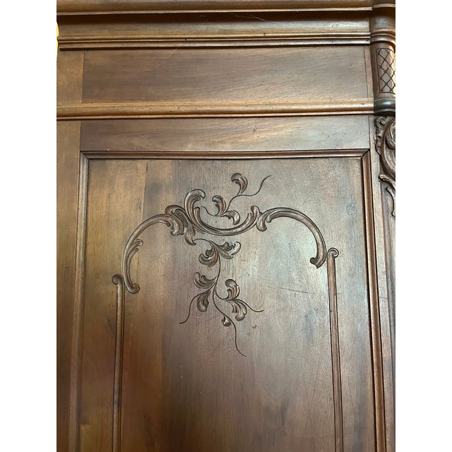 Wood Antique French Walnut Three Door Armoire For Sale - Image 7 of 17
