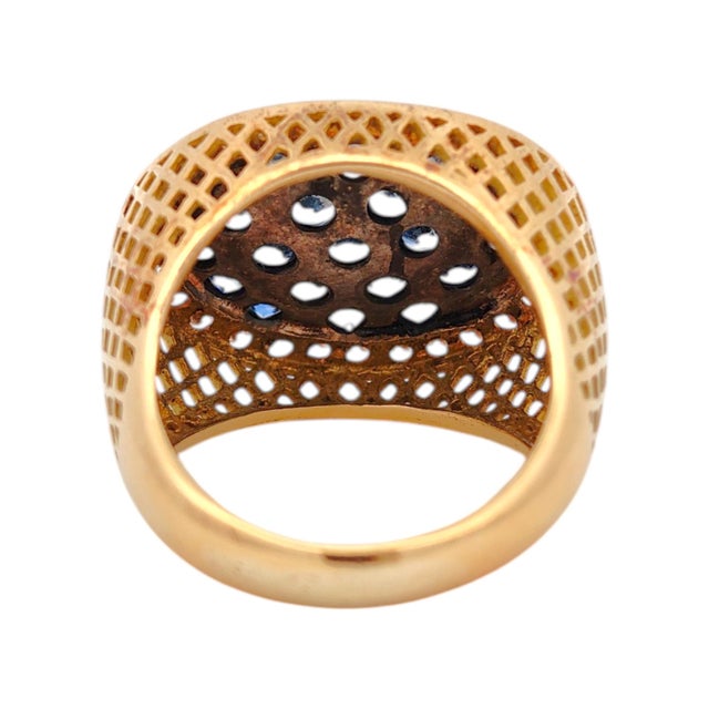 Late 20th Century Vintage 18k Oval Sapphire and Diamond Cluster Ring, Size 7 For Sale - Image 5 of 13