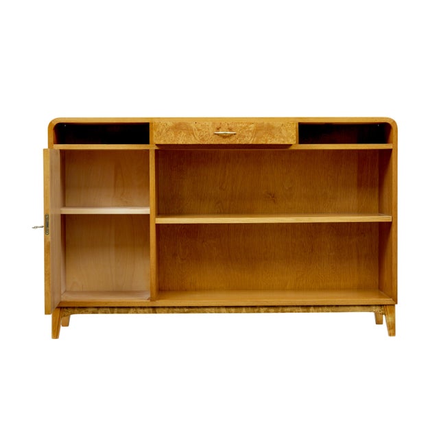 Wood Mid-Century Modern Scandinavian Elm and Burr Low Open Bookcase by Bodafors, 1950 For Sale - Image 7 of 10