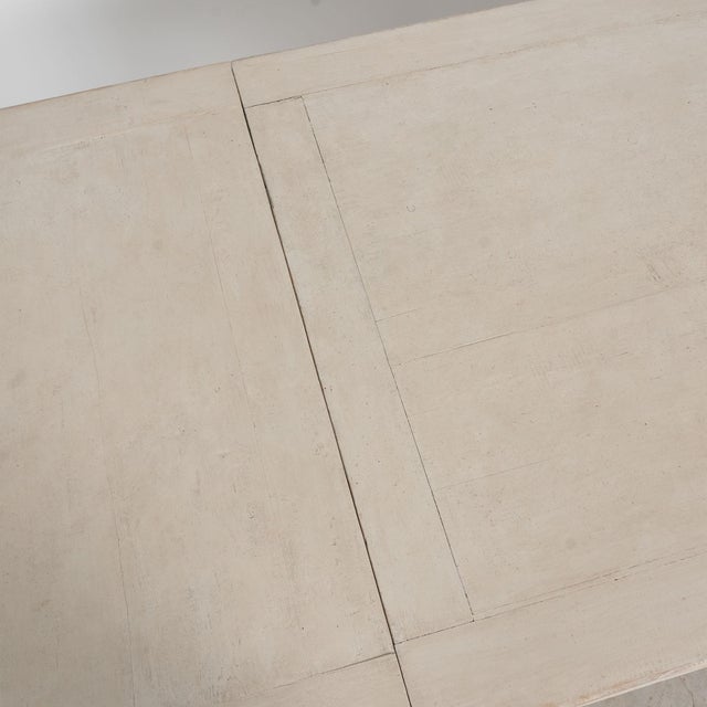 Wood 19th Century Swedish Antique White Painted Partners Desk Writing Table For Sale - Image 7 of 18