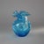 Antique Ariel Blue Coinspot Ruffle Top Glass Water Pitcher with Applied Reeded Handle C1900 Measures - 9 1/4" x 7 7/8" x 6...