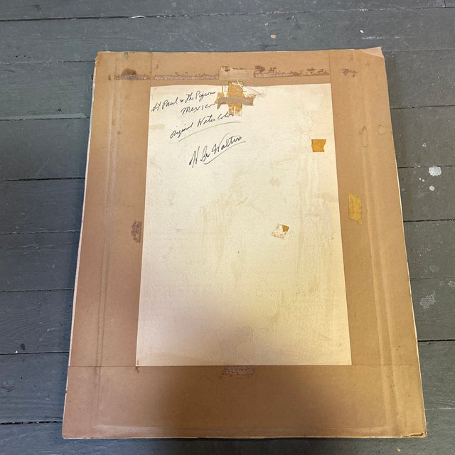 1970’s Original Impressionist Architectural Watercolor Painting “St. Paul & the Pigeons” For Sale In Philadelphia - Image 6 of 6