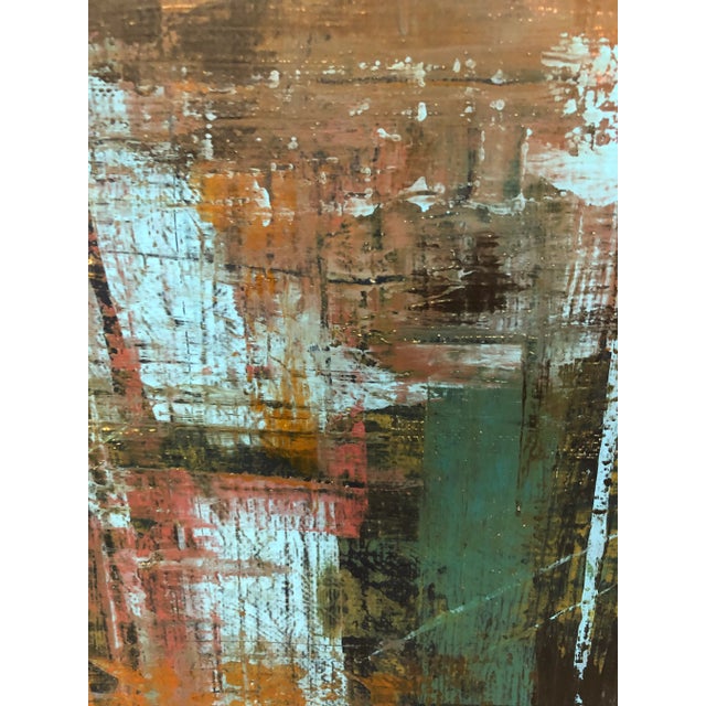 Abstract Painting in Distressed Vintage Frame For Sale - Image 4 of 12