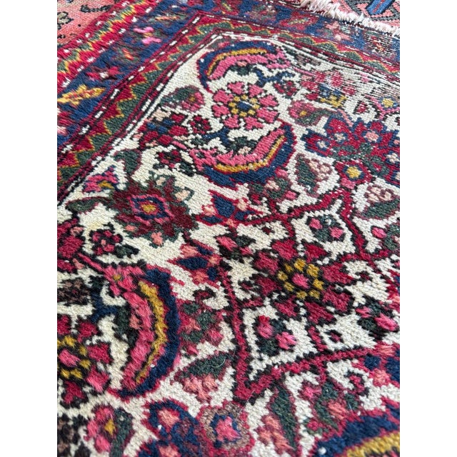 Textile 1930s Linen Ground Water Garden Hamadan Ice Blues Rug 2.7 x 9.10 For Sale - Image 7 of 10