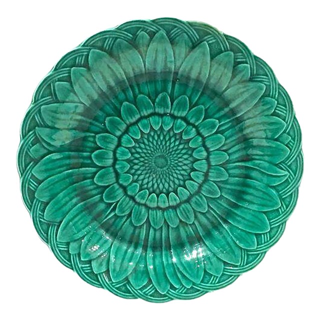 Antique Wedgwood Majolica Sunflower Plate For Sale