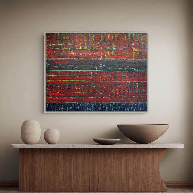Textile Abstract Red Turkish Kilim No. 2 - Oversized Original Oil Painting by Diane Grant | Color Field For Sale - Image 7 of 7