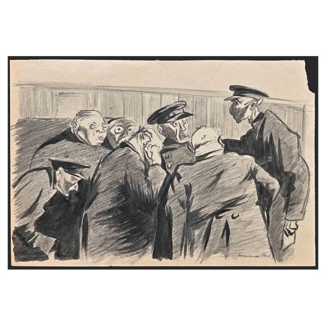 Hermann Paul, Policemen, Original Drawing, Early 20th-Century For Sale