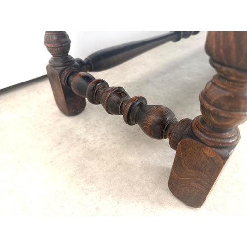 Green Victorian English Fireside Bench in Oak, England, 1890 For Sale - Image 8 of 11