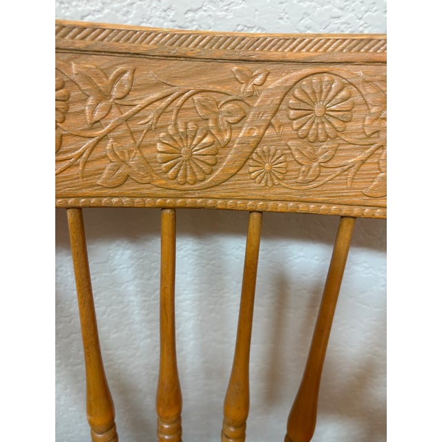 1900 - 1909 Circa 1900 Antique Oak Pressed-Back Youth Chair With Cane Seat For Sale - Image 5 of 12