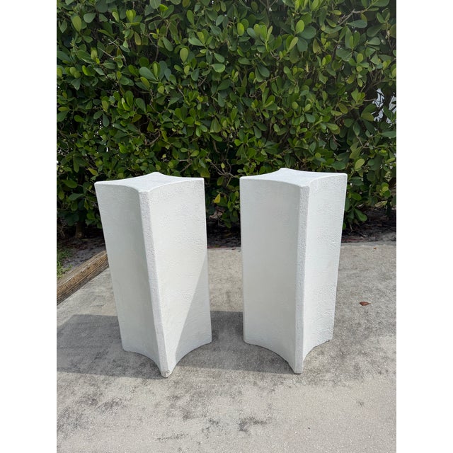 Sculpture Materials Vintage 30” Sculptural White Plaster Pedestals, a Pair For Sale - Image 7 of 12
