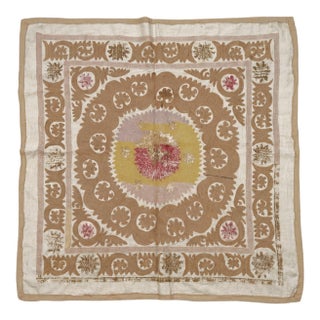 Uzbekistan Suzani Tablecloth - Tribal Textile 4' X 4'1'' For Sale