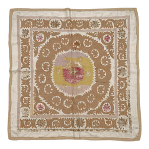 Uzbekistan Suzani Tablecloth - Tribal Textile 4' X 4'1''