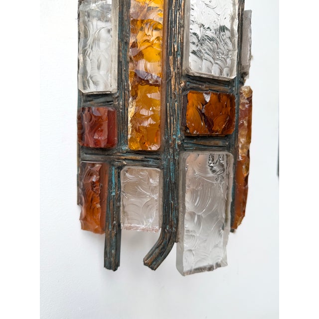 1970s Hammered Glass Wrought Iron Sconces by Longobard - Set of 4 For Sale - Image 11 of 12
