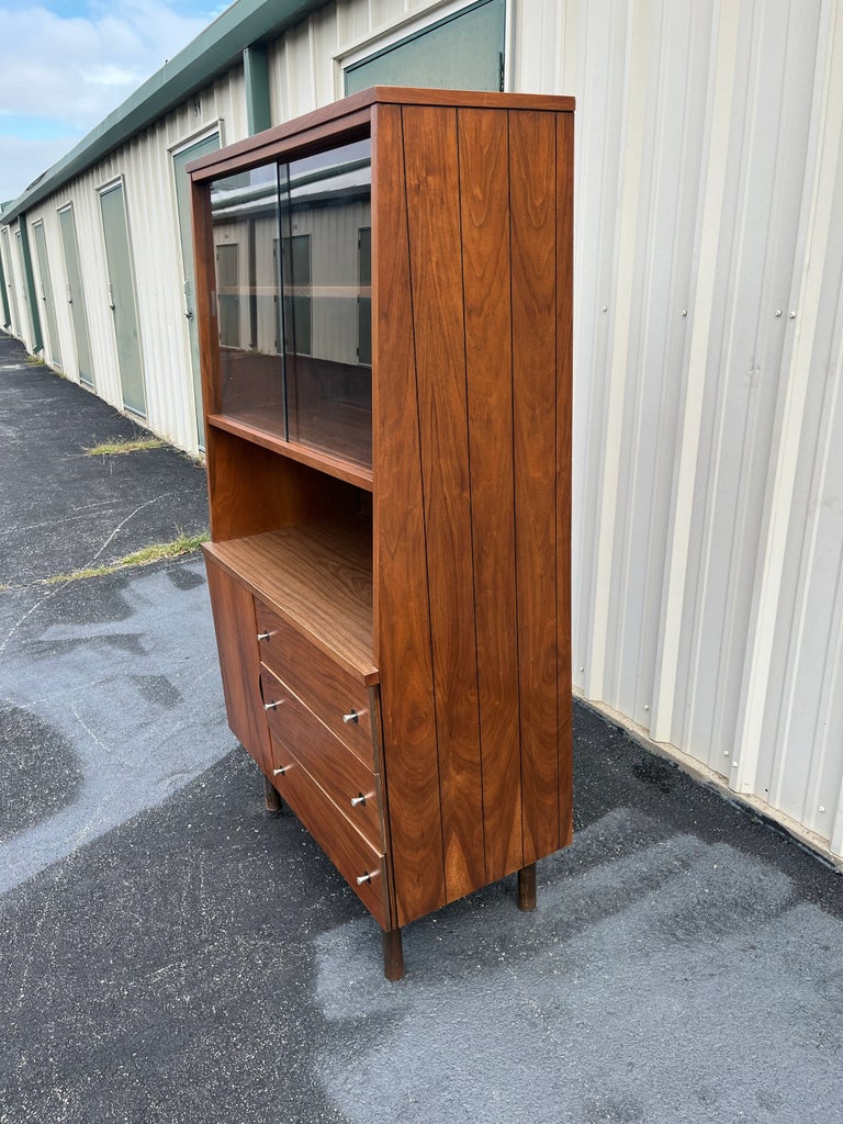 1960's Stanley Distinctive Mid-Century Modern Walnut Hutch- Newly