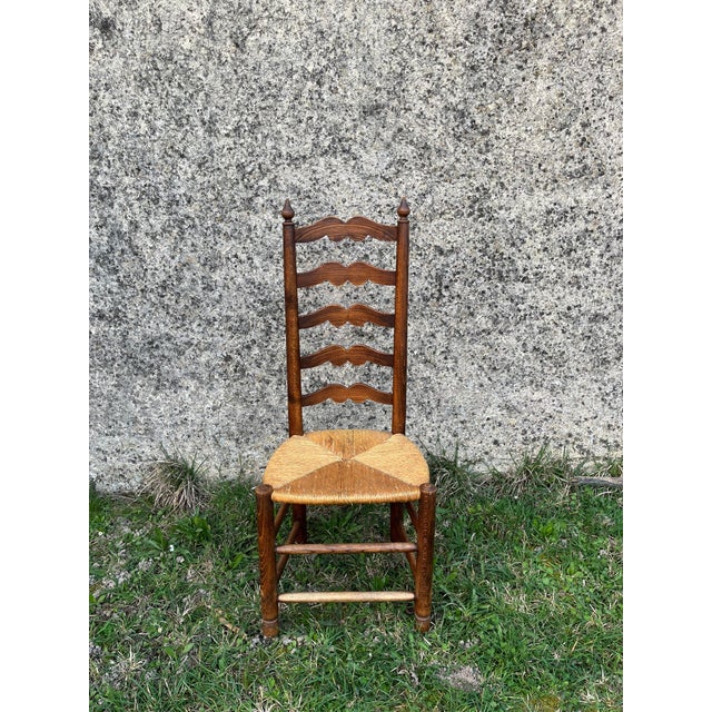 Vintage French Country Ladderback Chairs in Oak and Rush, 1960s, Set of 6 For Sale - Image 13 of 14