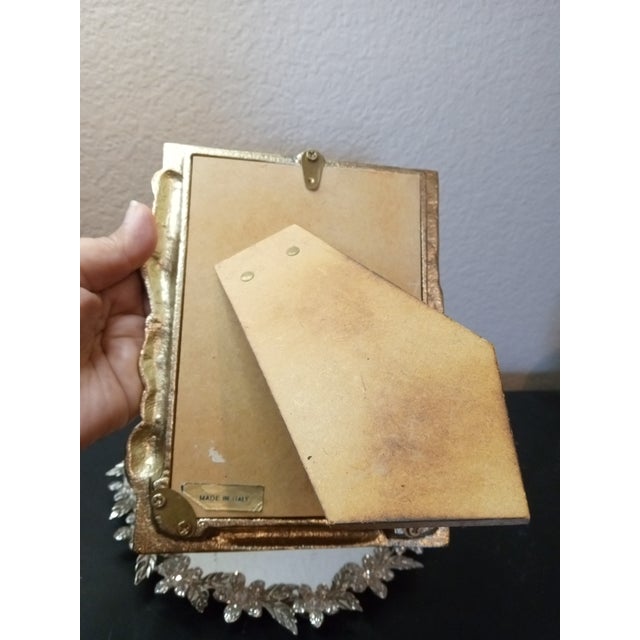 Italian Gorgeous Gold Patina Brass Alexi Peacock Photo Holder Made in Italy. For Sale - Image 3 of 6