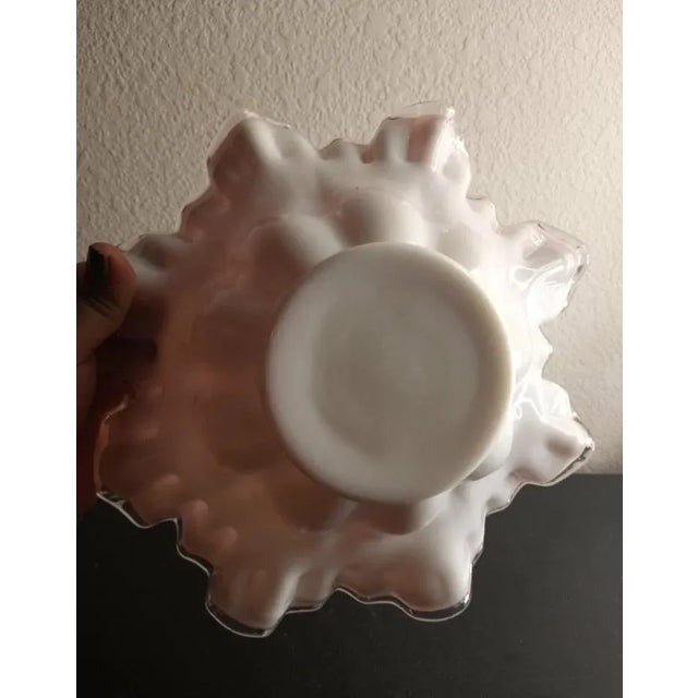 American 1970s Fenton Pink Silvercrest Ruffled Edge Bow For Sale - Image 3 of 7