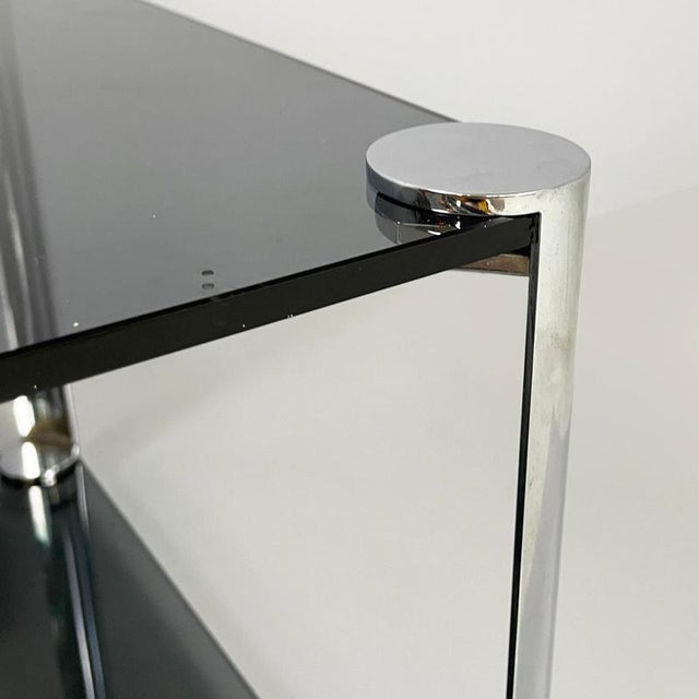Black Italian Modern Coffee Tables in Smoked Glass and Chromed Metal, 1980s, Set of 2 For Sale - Image 8 of 18