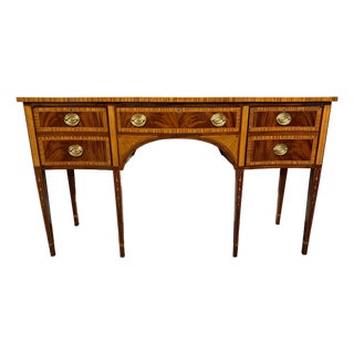Late 20th Century Hepplewhite Style Mahogany Console Sideboard With Satinwood Inlay, Circa 1990 For Sale