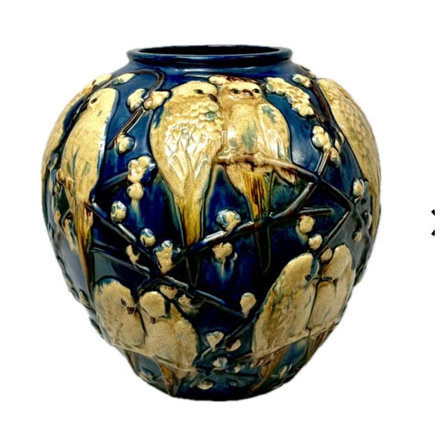 Muncie Pottery "Love Birds" Ceramic Pottery Vase by Muncie Pottery For Sale - Image 4 of 12
