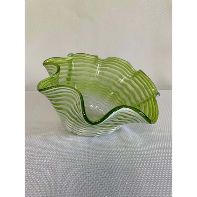 1960s Italian Cased Glass Swirl Ruffle Decorative Bowl For Sale - Image 10 of 13