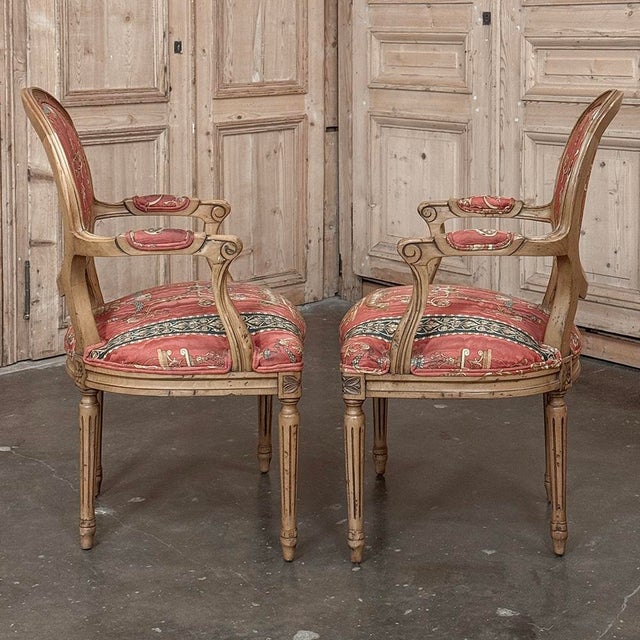 Mid 20th Century Set of 8 French Louis XVI Fruitwood Dining Chairs Includes 2 Armchairs For Sale - Image 5 of 18