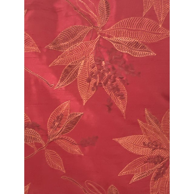 Vintage vine red embroidered tapestry silk pillow with feather down insert.