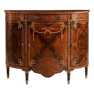 Sheraton Style Bowfront Light Mahogany Commode For Sale
