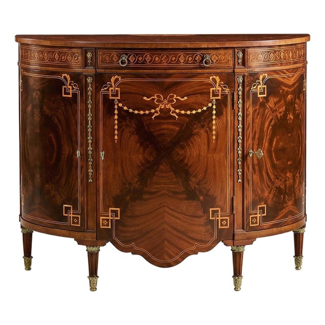 Sheraton Style Bowfront Light Mahogany Commode For Sale