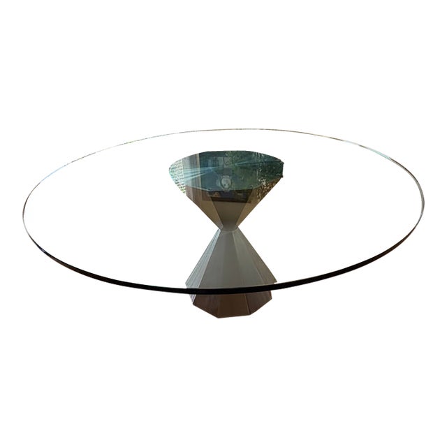 “Entropy” Sculptural 60" Round Glass Dining Table Attributed to Donghia For Sale