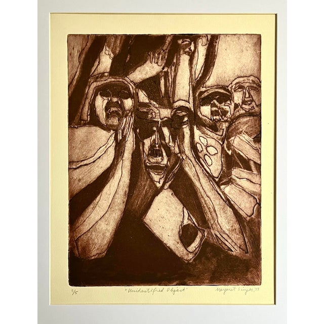 Original vintage etching surrealist image titled. Unidentified Object signed lower right numbered 3/5. Presented matted...