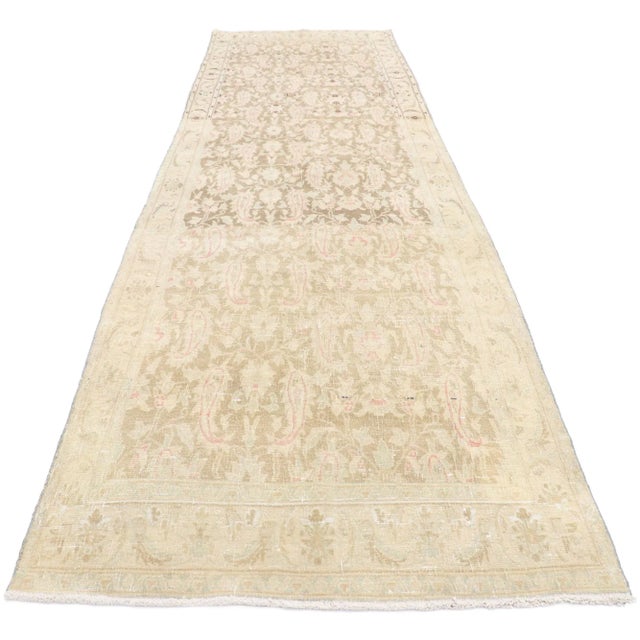 Farmhouse Antique Persian Tabriz Runner Rug , 03'05 X 12'01 For Sale - Image 3 of 9