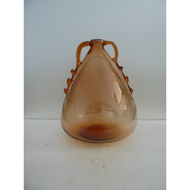 Italian Art Glass Art Deco Murano with Cameo Etched Pattern Vase attributed to Cappellin Vittorio Zecchin For Sale - Image 12 of 17