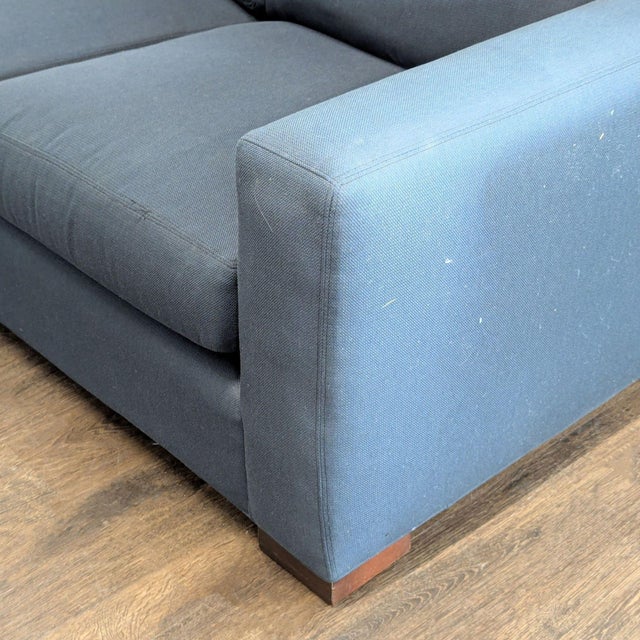 Room and Board Dark Blue Sectional Sofa With Chaise For Sale In San Francisco - Image 6 of 8