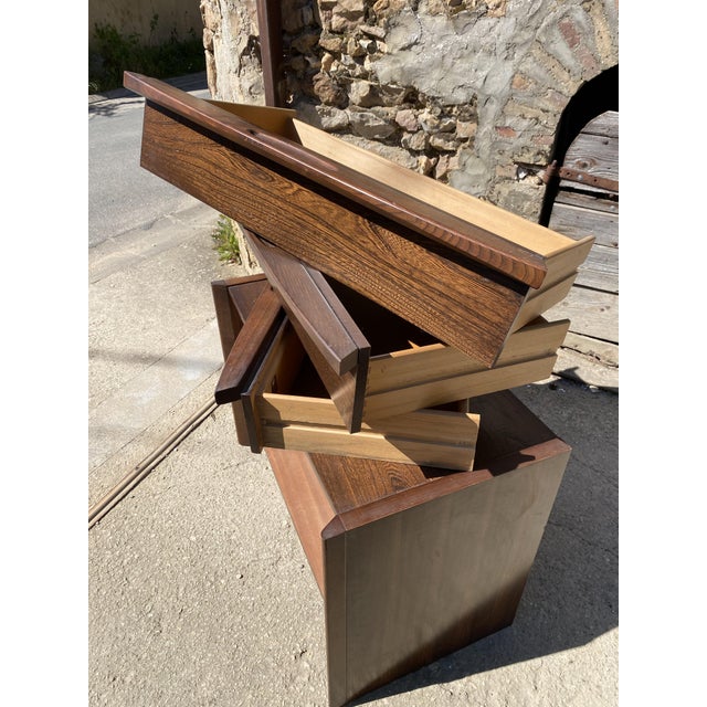 Vintage Veneer Chest of Drawers in Elm Wood, 1970s For Sale - Image 14 of 18