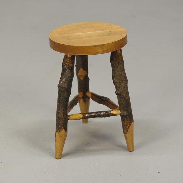 Farmhouse Rustic Country Side Table / Stool in Beech For Sale - Image 6 of 7