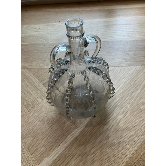 Mid 19th Century Antique 19th Century Dutch Glass Decanter – Etched Grapes & Vines, Rippled Decor For Sale - Image 5 of 18