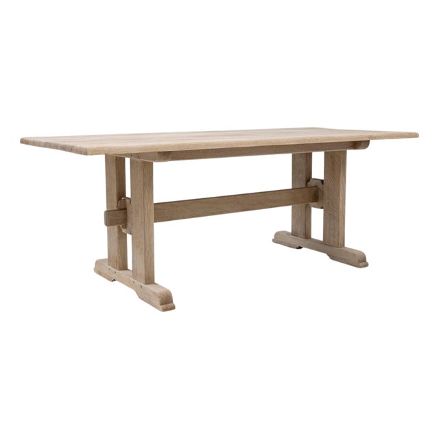 20th Century French Oak Trestle Dining Table For Sale
