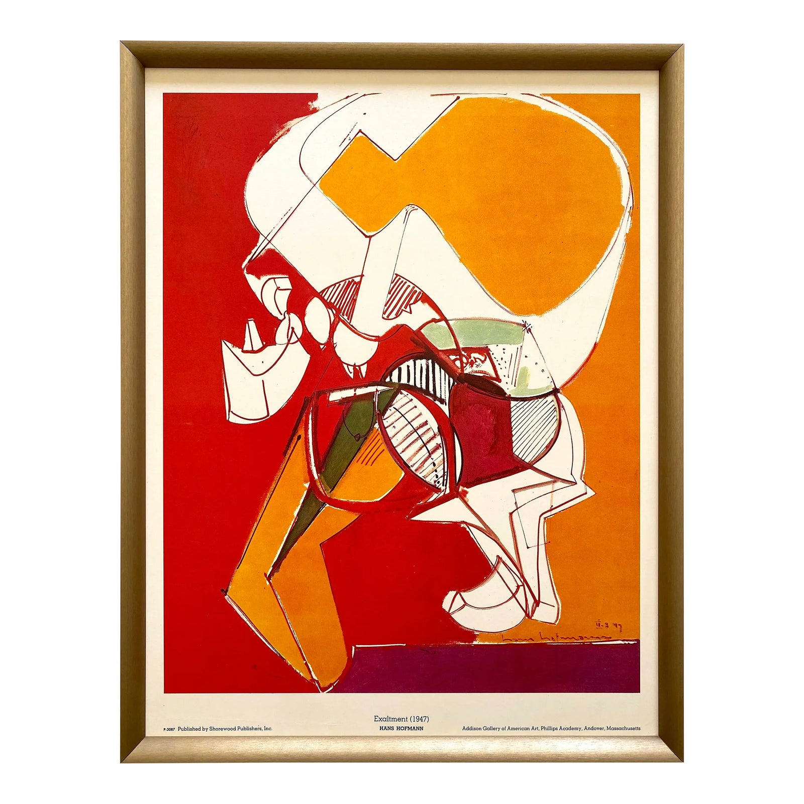Hans Hofmann Vintage 1960 Mid Century Modernist Framed Abstract