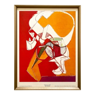 Hans Hofmann Vintage 1960 Mid Century Modernist Framed Abstract Expressionist Lithograph Print " Exaltment " 1947 For Sale