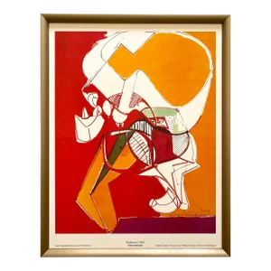 Hans Hofmann Vintage 1960 Mid Century Modernist Framed Abstract Expressionist Lithograph Print " Exaltment " 1947