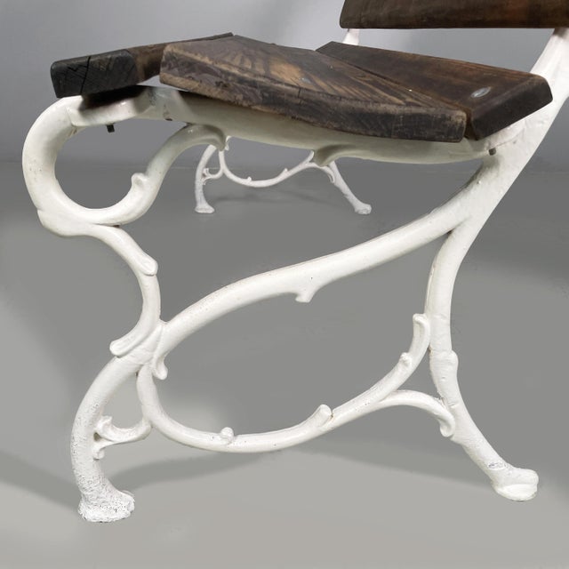 Art Deco Italian Wooden and White Cast Iron Bench, 1930s For Sale - Image 11 of 14
