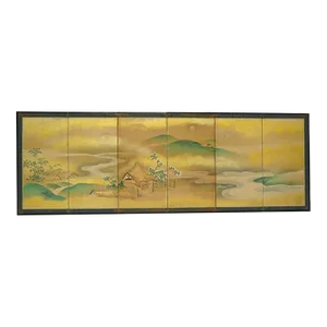 Late 19th Century 6 Panel Folding Screen From Japan
