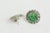 Vintage Sterling Silver and Green Jade Pierced Button Stud Earrings 70's Pair Of For Sale In Miami - Image 6 of 8