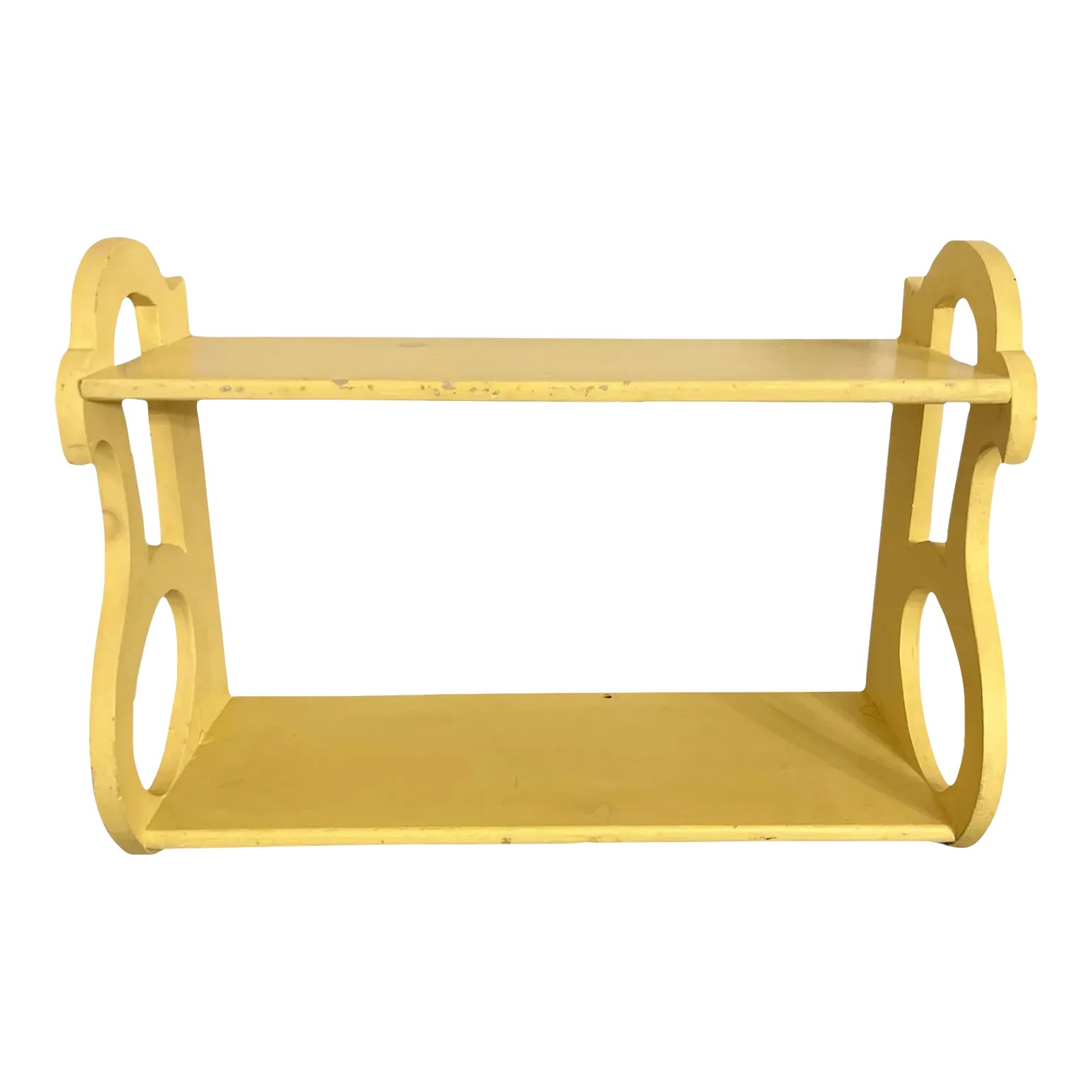 Small Vintage Yellow Wall Shelf | Chairish