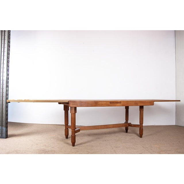 Large Extendable Dining Table in Oak by Guillerme and Chambron for Votre Maison, 1960 For Sale - Image 6 of 18