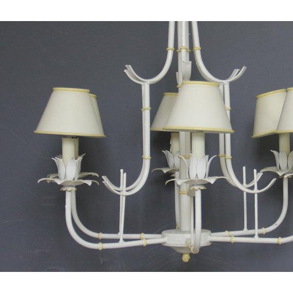 Large Faux Bamboo Pagoda Chandelier With Metal Shades ...