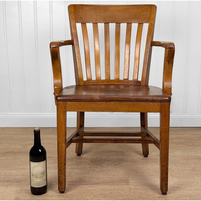 Original Early 20th Century Bankers Library Chair Solid Mahogany with a Drastic Grain Throughout Original Deep Satin...