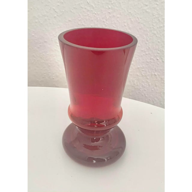 Mid 20th Century Vintage Small Modern Contemporary Heavy Red Glass Vase For Sale - Image 5 of 5