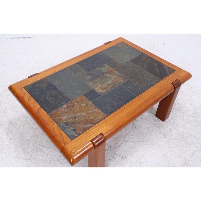 Mid-Century Danish Teak Coffee Table with Slate Top For Sale - Image 5 of 11